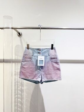 🚩steal CHANEL Pastel Ombre High-Waist Denim Shorts - Pink & Blue